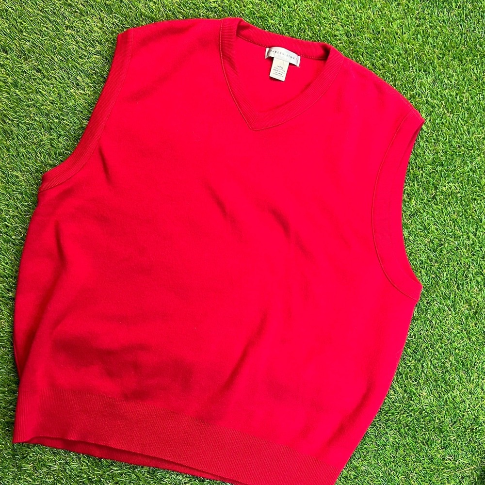 Cypress Links Mens Red V-Neck Sweater Vest 100% Cotton Made in USA Size‎ Large